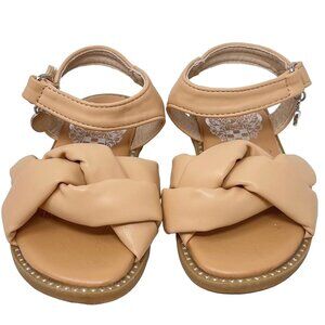 Vince Camuto Girls Beige Braided Front Ankle Strap Sandals